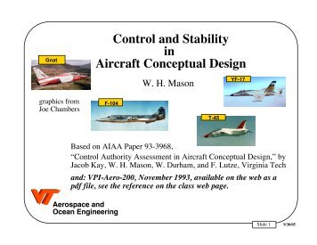 Control and Stability in Aircraft Conceptual Design - the AOE home ...