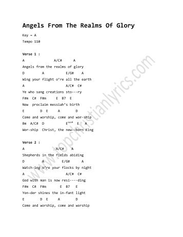 Angels From The Realms Of Glory chords - Christian Lyrics
