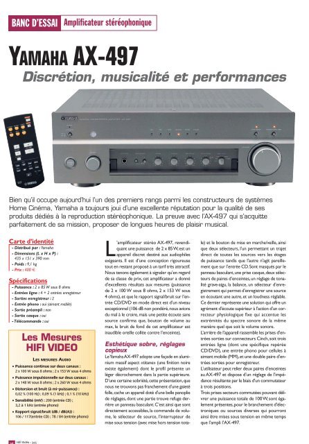 YAMAHA アンプ ヤマハ | AX-497 - HiFiコンポーネント - 概要