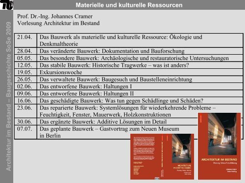 Materielle und kulturelle Ressourcen Architektur im ... - TU Berlin