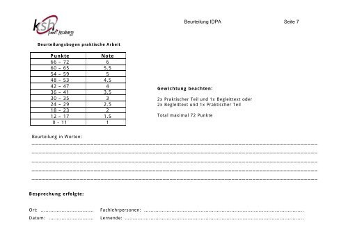 Beurteilung IDPA Seite 1