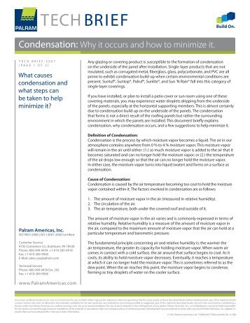 Tech Brief 5007: Condensation - Palram Americas