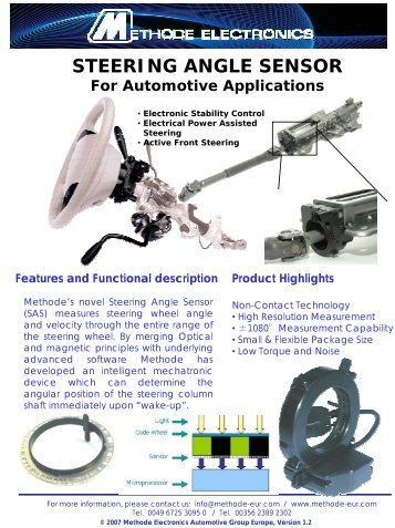 Steering Angle Sensor Data Sheet - Methode Electronics, Inc.