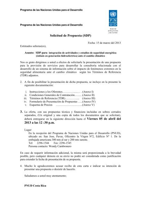 Solicitud de Propuesta - Instituto Meteorológico Nacional