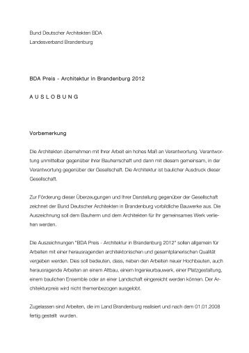 Bund Deutscher Architekten BDA Landesverband ... - BDA Berlin