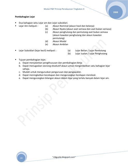 Pembahagian LejarModul P&
