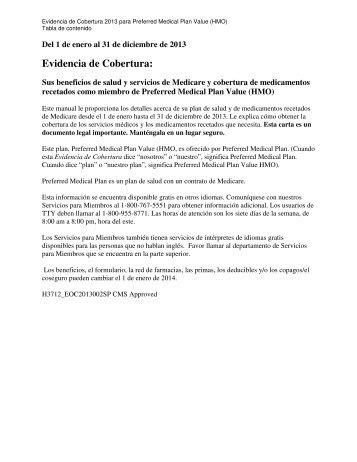 Evidencia de Cobertura: - Medicare Plan