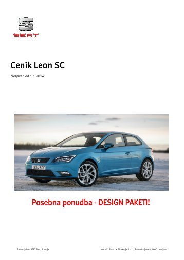 Informativni cenik Leon SC - Seat
