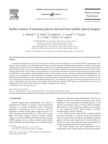 Surface motion of mountain glaciers derived from satellite optical ...