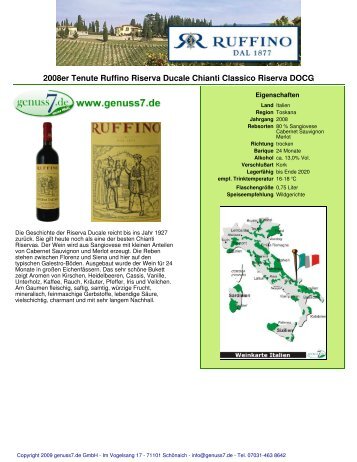 2008er Tenute Ruffino Riserva Ducale Chianti ... - Genuss7.de