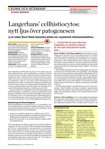 Langerhans' cellhistiocytos: nytt ljus Ã¶ver patogenesen - BLF