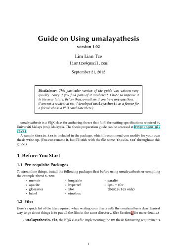 Guide on Using umalayathesis - Lim Lian Tze