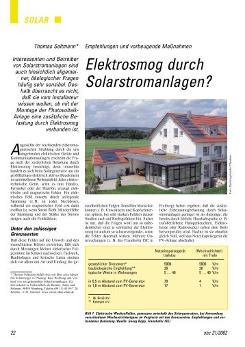 Elektrosmog durch Solarstromanlagen?