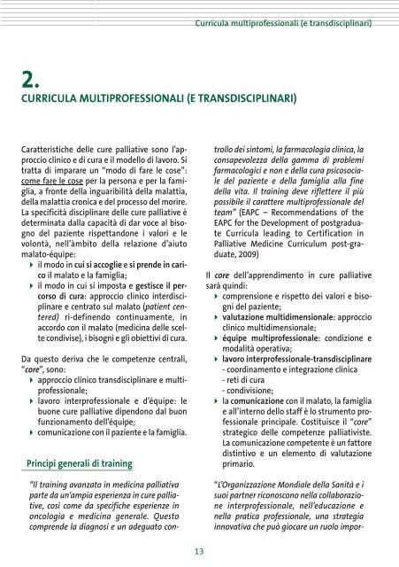 Il Core Curriculum del medico palliativista - SICP