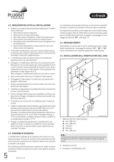 Istruzioni per l'uso e l'installazione Umidificatore - Pluggit