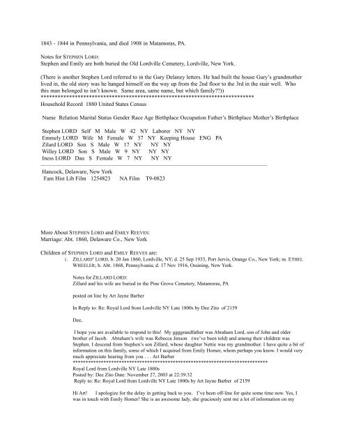 Descendants of John (I) Lord - the Delaware County, NY Genealogy ...