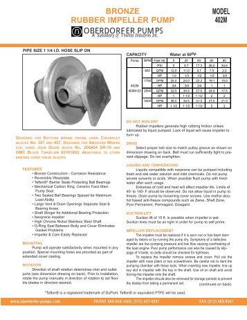 Oberdorfer 402M Raw Water Pump - Mv Dreamer