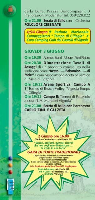 Programma della manifestazione - CittÃ  di Vignola