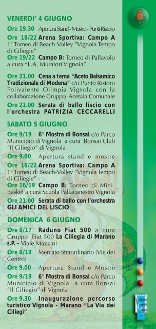 Programma della manifestazione - CittÃ  di Vignola