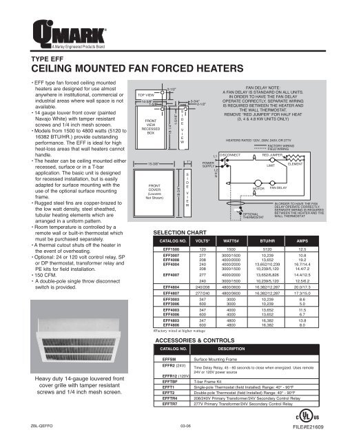 Type Eff Ceiling Mounted Fan Forced Heaters Ross Pethtel