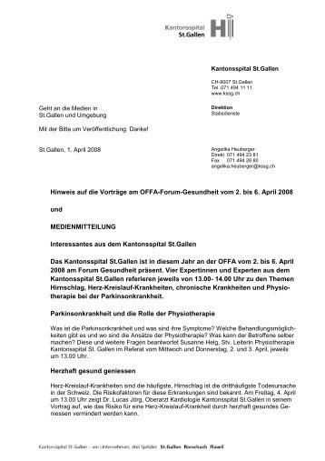 Brief mit Logo - Kantonsspital St. Gallen