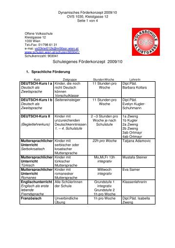 Schuleigenes Förderkonzept 2009/10