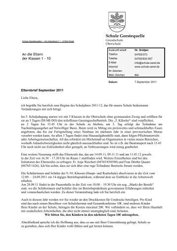 Elternbrief 09/11 - Schule Oerel