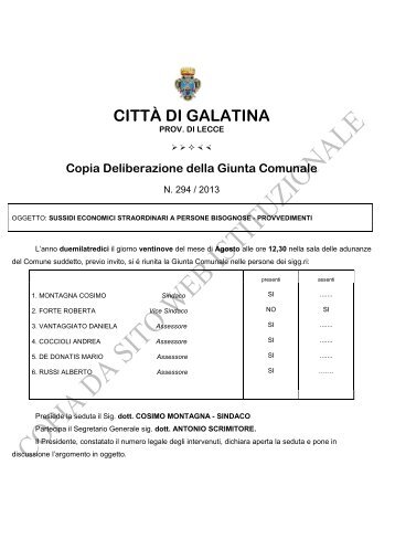 copia delibera - Comune di Galatina