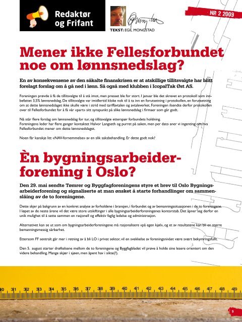 Byggfagbladet 2 2009 - TÃ¸mrer og Byggfagforeningen