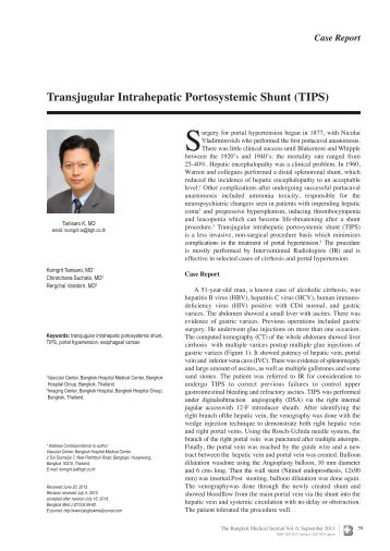 Transjugular Intrahepatic Portosystemic Shunt (TIPS) - The Bangkok ...