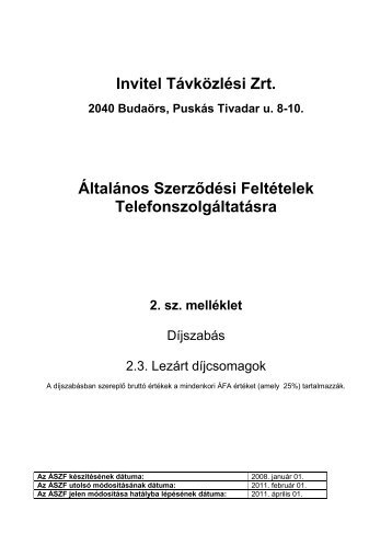 Invitel Távközlési Zrt. Általános Szerződési Feltételek ...