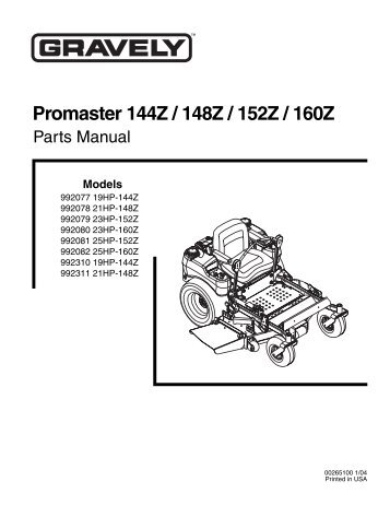 Promaster 144Z, 148Z, 152Z, 160Z - Ariens