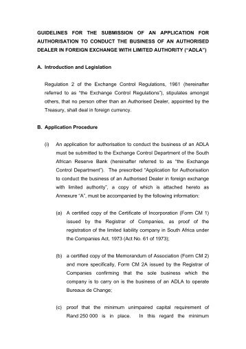 guidelines for the submission of an application for authorisation