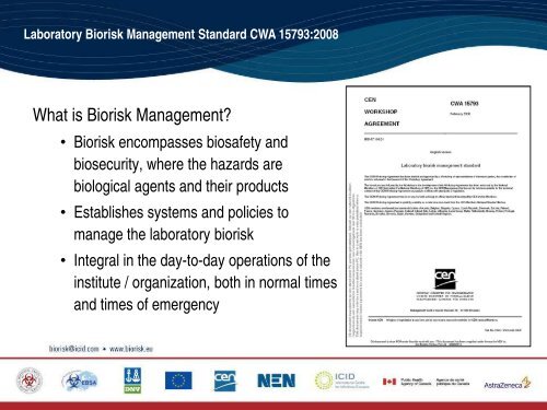 Laboratory Biorisk Management Standard CWA 15793:2008