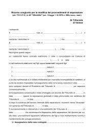 Ricorso congiunto per la modifica dei provvedimenti di separazione ...