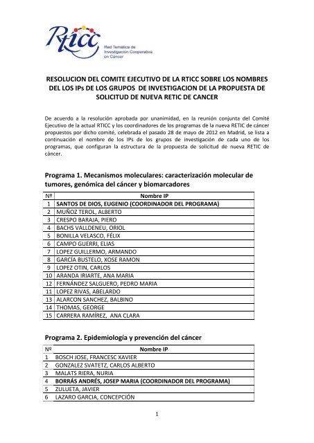 Nota informativa nombres IPs propuesta solicitud nueva RETIC de ...