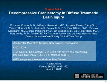 Decompressive Craniectomy in Diffuse Traumatic Brain Injury - ICU