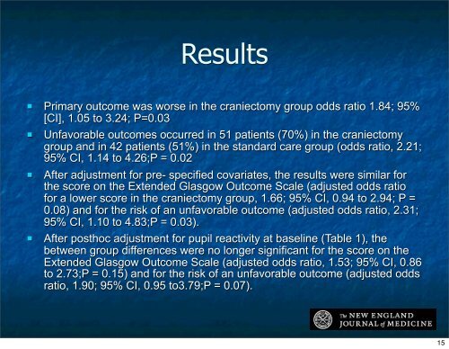 Decompressive Craniectomy in Diffuse Traumatic Brain Injury - ICU