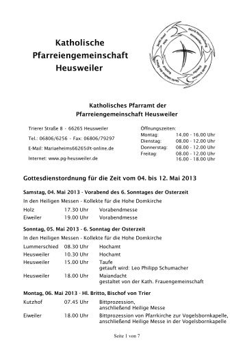 Kirchliche Nachrichten Mai 2013 - Pfarreiengemeinschaft Heusweiler