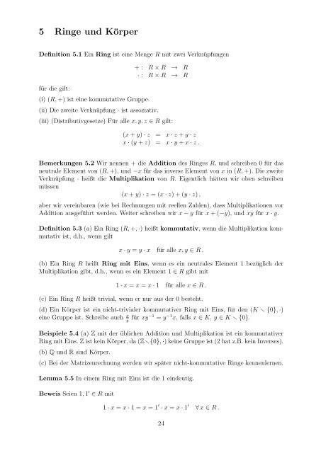 Vorlesungsskript - Mathematik