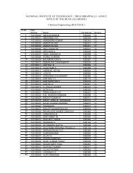 Chemical Engineering (III B.TECH.) - National Institute of ...