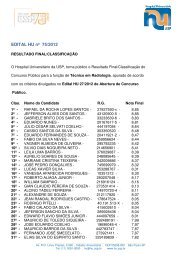 EDITAL HU nÃ‚Âª 75/2012 - Hospital UniversitÃƒÂ¡rio Ã¢Â€Â“ USP