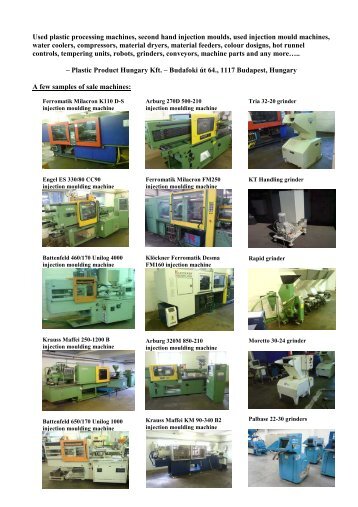 Used plastic processing machines, second hand injection