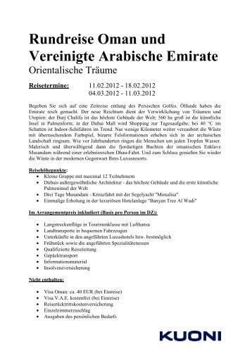 Rundreise Oman und Vereinigte Arabische Emirate