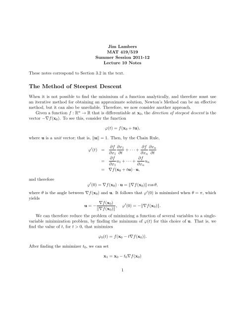 Solved Steepest Descent Algorithm (1) 1. [20] Given a