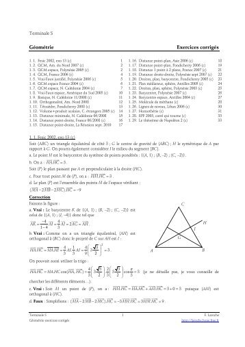 GÃ©omÃ©trie Exercices corrigÃ©s - Laroche - Free