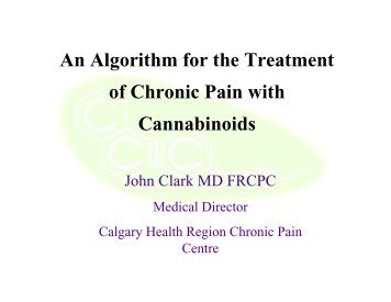 An Algorithm for the Treatment of Chronic Pain with Cannabinoids