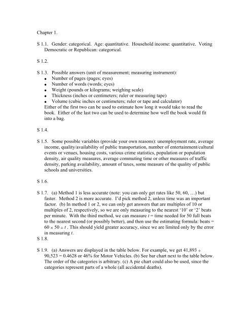 Chapters 1 to 13 solutions - WH Freeman