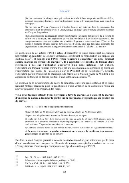 AVIS DE DROIT PROTECTION DES SIGNES NATIONAUX