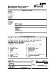 application for food premises registration ... - Shire of Broome